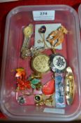 Costume Jewellery Brooches and Watches