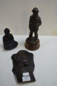 Carved Wooden Ethnic Figure, Buddha, and Fireman
