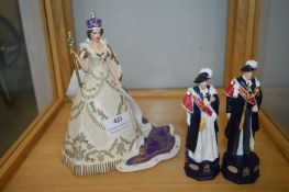 Composite Figure of Queen Elizabeth II, plus Queen and Prince Philip Figures