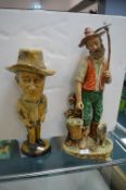 Large Capodimonte Figure, plus John Wayne Figure (AF)