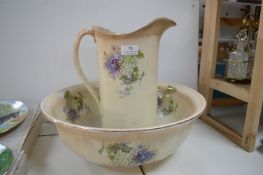 Victorian Pottery Wash Bowl & Jug