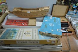 Incomplete Model Galleon by Billing Boats of Denmark Including Plans and Parts, plus 2x Boxes of