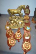 2x Brass Horse Sculptures plus Martingales