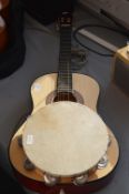 Parrot Chinese Acoustic Guitar plus Tambourine