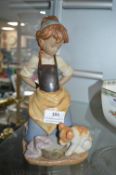 Lladro Figure of a Girl and a Puppy