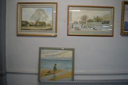 3x Framed Prints - 2x Country Scenes by Allan Hingham, and a Beach Scene