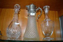 Claret Jug and 2x Decanters