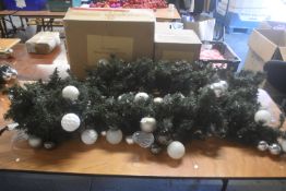 *2x Grey, Silver, & White Light Up Christmas Garlands (salvage)