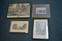 4x Vintage Framed Prints