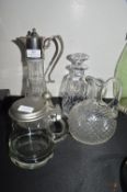 Claret Jug, Decanter, and a Tankard