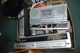 Box of Electricals Including Radios, DVD Player, etc.