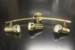 2x Brass Effect Three Spot Ceiling Lights