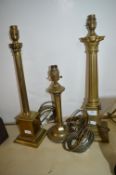 3x Brass Table Lamps