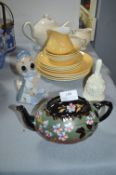 Various Pottery Items Including Plates, Teapot, etc.