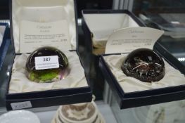2x Caithness Glass Paperweights with Packaging