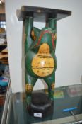 Carved Wooden Painted Frog Lamp Stand