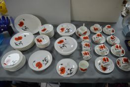 Wedgwood Corn Poppy Dinner Service 60+pcs