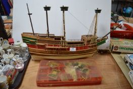 Unfinished Model Galleon with Parts