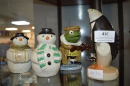 4x Wade Pottery Figures Including Snowmen, etc.