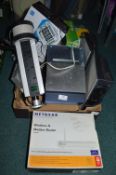 Box of Electrical Items Including Pop Up Extension, Hi Fi, etc.