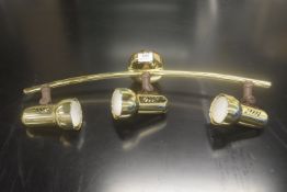 2x Brass Effect Three Spot Ceiling Lights