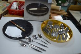 Set of Viners Mosaic Cutlery with Tray, and a Cheese Server with Knife
