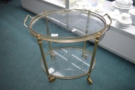 Small Glass & Brass Drinks Trolley