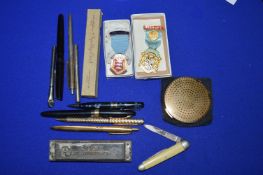 Vintage Collectibles Including Pens, Medallions, etc.