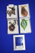 4x Hand Crafted Glass Pendants
