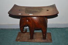 Carved Wooden Elephant Stool