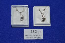 2x Sterling Silver Pendants with Rabbit and Moon Motif