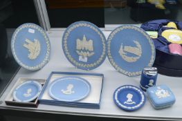Wedgwood Blue & White Jasperware Royal Commemorative Plates, etc.