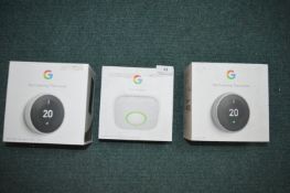 *2x Google Nest Learning Thermostats, and 1x Carbon Monoxide Alarm