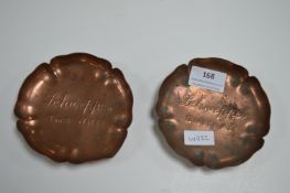 2x Vintage Schweppes Copper Pub Dishes