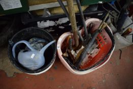 2x Buckets of Assorted Gardening Tools, Shovels, etc.