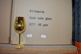 *Box of 48 Gold Plastic Wine Glasses