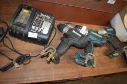 3x Assorted Makita Drills and a Battery Charger (no batteries)
