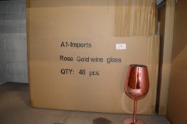 *Box of 48 Rose Gold Plastic Wine Glasses