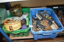 Box of Assorted Screws and Nails, and a Box of Assorted Clamps, Parts, and a Jigsaw