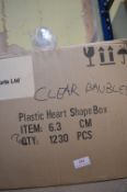 *Box of 1200 6.3cm Clear Plastic Heart Shaped Baubles