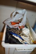 Box of Assorted Cables, Drill, etc.