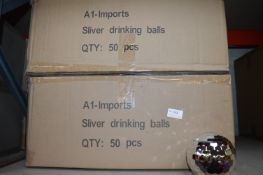 *2x Boxes of 50 Silver Plastic Drinking Balls
