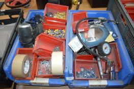 *2x Boxes Containing Nuts, Bolts, Hairdryer, Saw Blades, etc.