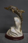 Porcelain Dolphin Ornament ~10”