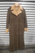 Next Long Brown Faux Sheepskin Jacket Size: 10