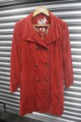 Per Una Red Corduroy Double Breasted Coat Size: 12