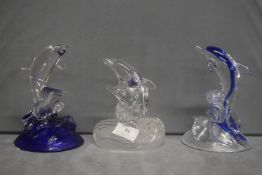 Glass Dolphin Ornaments ~6.5”