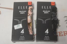 *7x Elle Silky Soft Lace Trim Brazilian Briefs Size: M/12