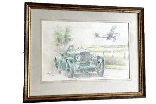 'Bentley vs. Hawker Fury' original artwork by Bob Murray No Reserve