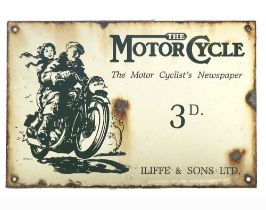 'The Motorcycle' Newspaper Enamel Sign